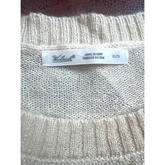 Woolrich Cable Knit Sweater Fisherman XL Ivory Wool Mohair GORP Cozy - Picture 2 of 7